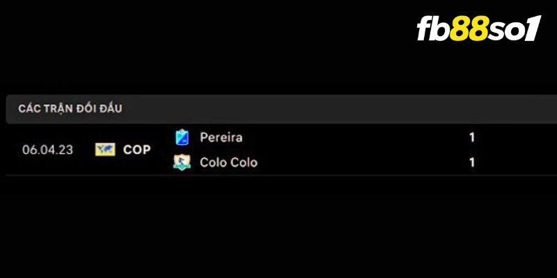 Lịch sử đối đầu hai đội Colo Colo vs Pereira